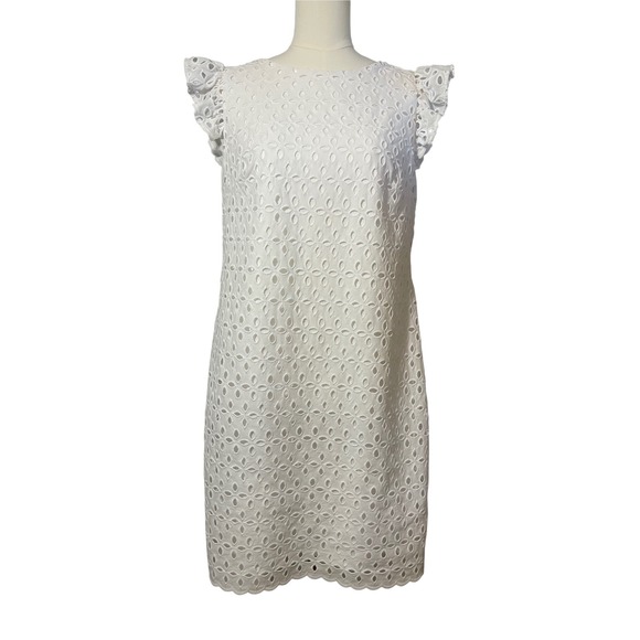 American Living Dresses & Skirts - American Living White Eyelet Dress Women's Size 12 Ruffle Cap Sleeve Shift